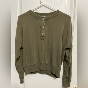 Green America Eagle Ribbed Henley Sweater